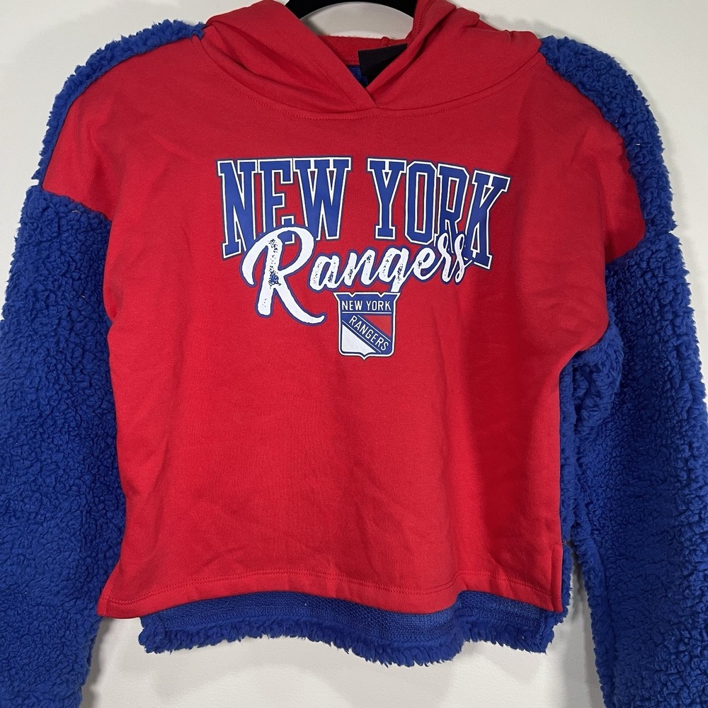 NY New York Rangers Youth Sherpa Hoodie Hooded Fleece Sweatshirt Large‎ 10 12